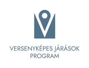 Versenyképes járások program logója helyjelölő piktogrammal.