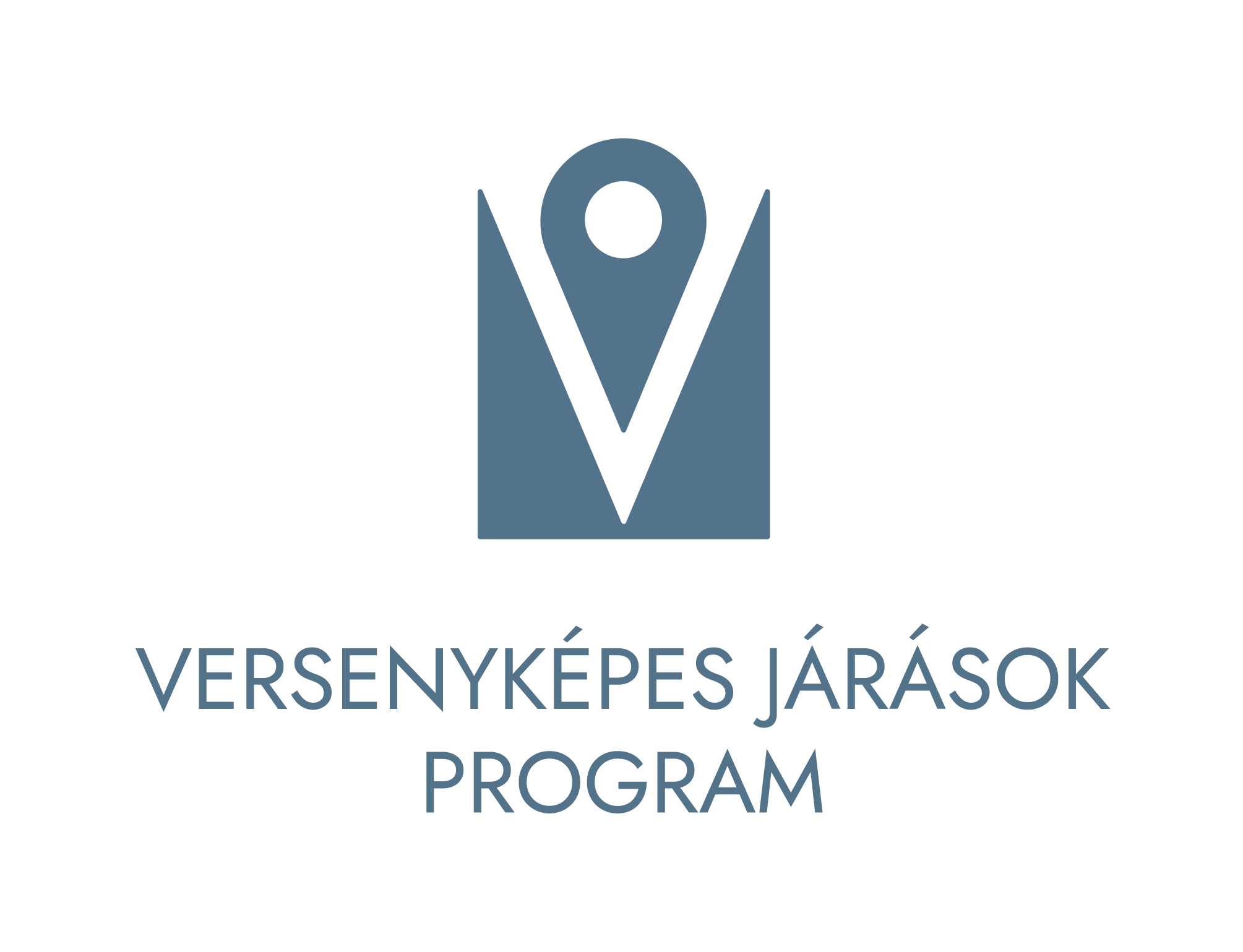 Versenyképes járások program logója helyjelölő piktogrammal.